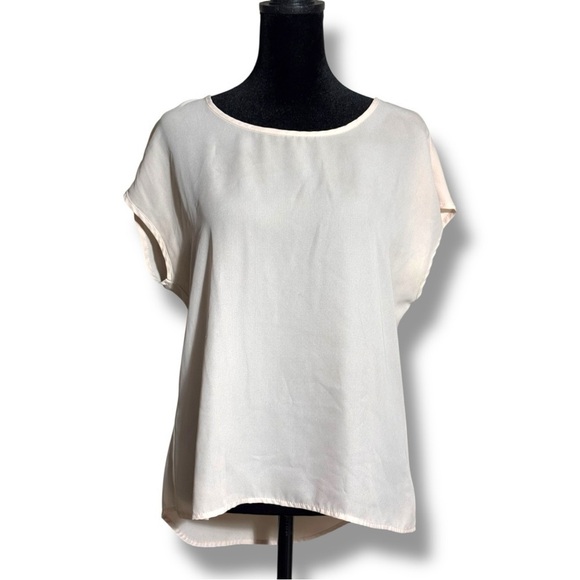 Ali & Kris Tops - Ali & Kris Cream Pale Pink Cap Sleeve Shear Lightweight Blouse